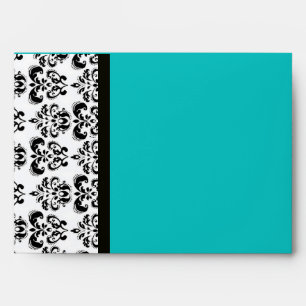 DAMASK MONOGRAM , blue aquamarine ,turquase Envelopes