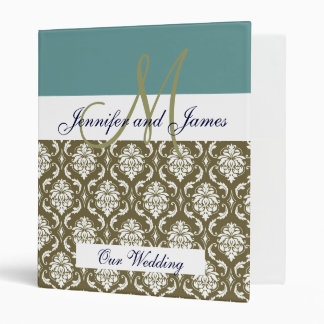 Damask Monogram Blue Sage Wedding Planning Binder