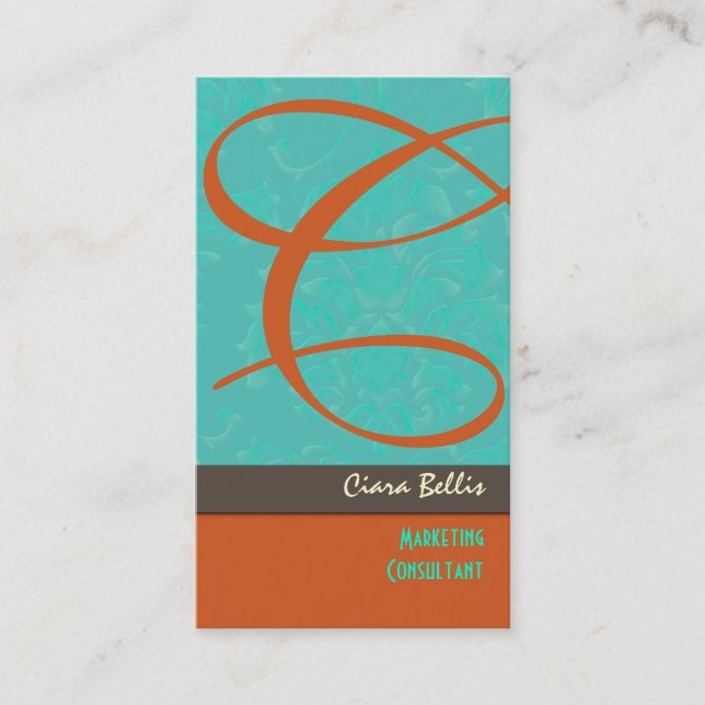 Damask Monogram Business Card (Front)