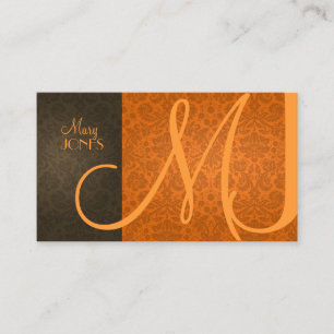 Damask + Monogram en retro colours Business Card