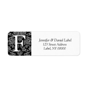 Damask Monogram F Return Address Labels