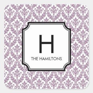 Damask Monogram Gift Tag Sticker/Favour Sticker