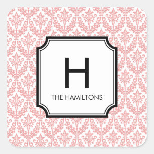 Damask Monogram Gift Tag Sticker/Favour Sticker