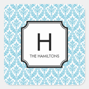 Damask Monogram Gift Tag Sticker/Favour Sticker
