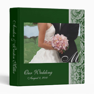 Damask Monogram Green Artistic Wedding Binder