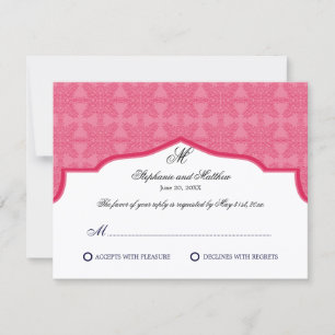Damask Monogram Honeysuckle RSVP Card