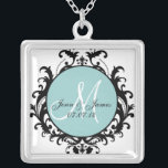 Damask Monogram Names Wedding Date Necklace<br><div class="desc">Customizable Bride Groom Save the Date Necklace with damask pattern. Art and design by Elke Clarke ©2010. Damask pattern by Elke Clarke. No duplication for personal or commercial use allowed.</div>