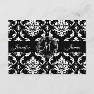 Damask Monogram RSVP Cards for Square Invite