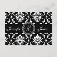 Damask Monogram RSVP Cards for Square Invite