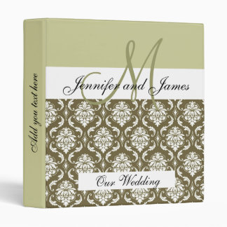 Damask Monogram Sage Wedding Planning Binder