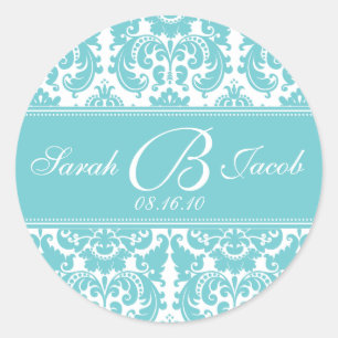 Damask Monogram Sticker- Customize it! Classic Round Sticker