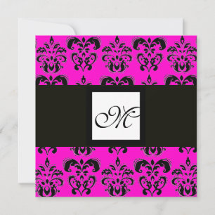 DAMASK MONOGRAM, violet ,pink fuchsia Invitation