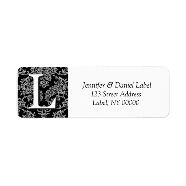 Damask Monogramme K Adresse de retour Étiquettes (Devant)