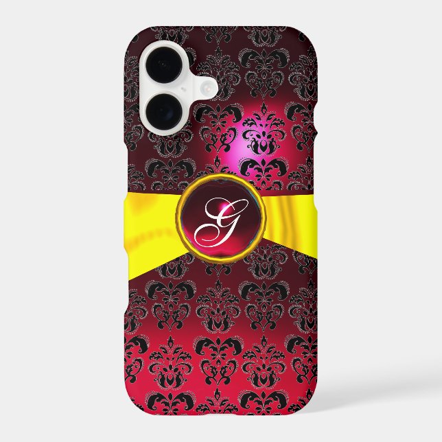 DAMASK MONOGRAMME MONOGRAMME rouge or jaune ruban (Verso)