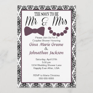 Damask Mr et Mme Shower Invitation (auberge)