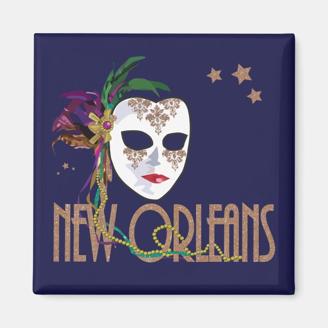 Damask New Orleans Mask Magnet (Front)