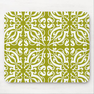 DAMASK - Olive Green Mouse Pad