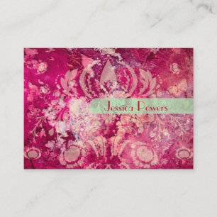 Damask on crimson granite  template business card