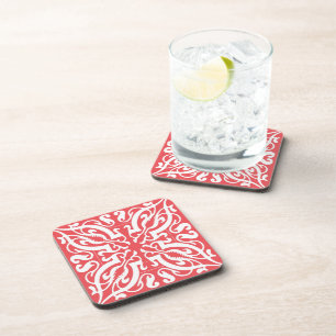 Damask on pink coaster
