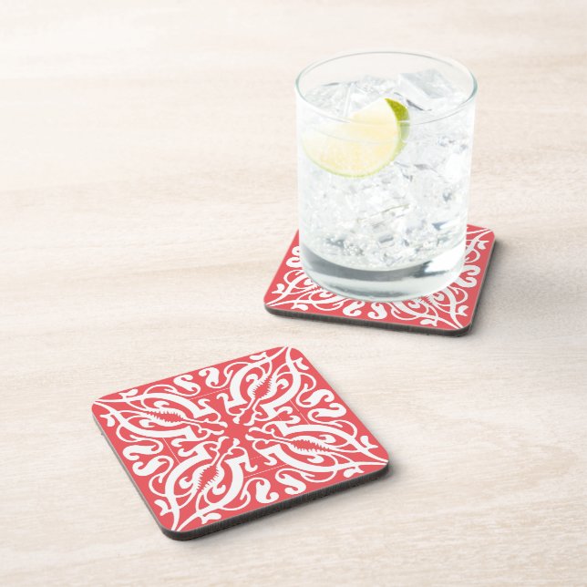 Damask on pink coaster (Right Side)