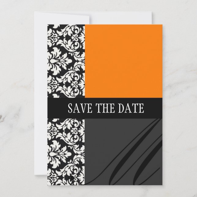Damask Orange Enregistrer La Carte Date (Devant)