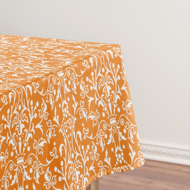 Damask Orange & White Tablecloth (In Situ)