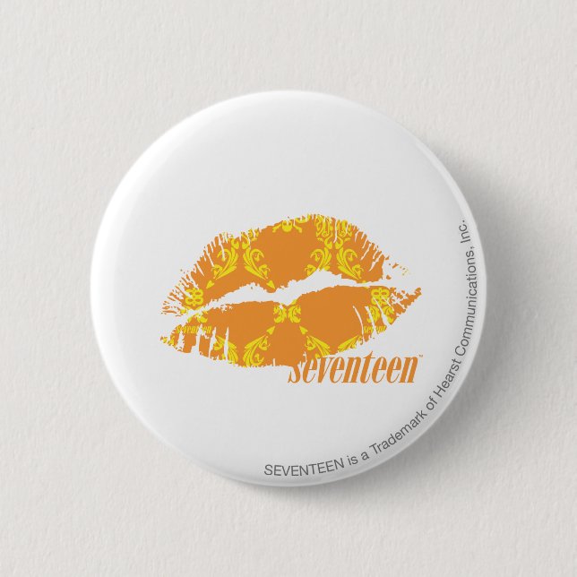 Damask Orange-Yellow 2 Inch Round Button (Front)