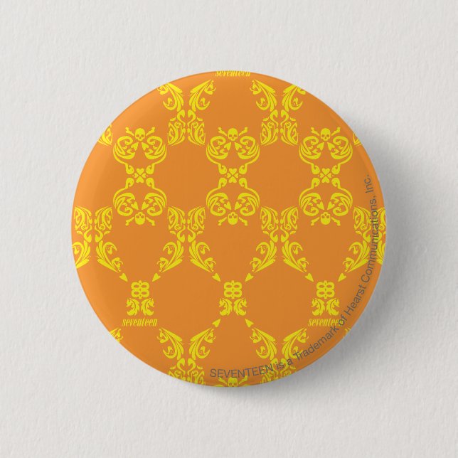 Damask Orange-Yellow 2 Inch Round Button (Front)