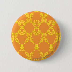 Damask Orange-Yellow 2 Inch Round Button