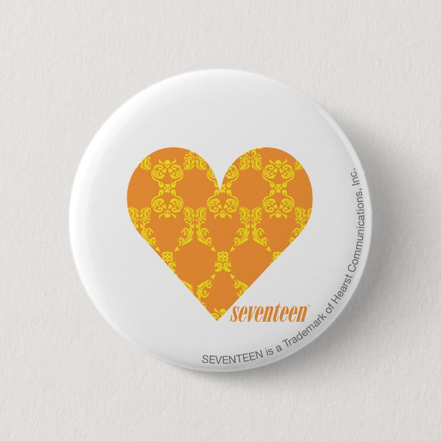 Damask Orange-Yellow 2 Inch Round Button (Front)