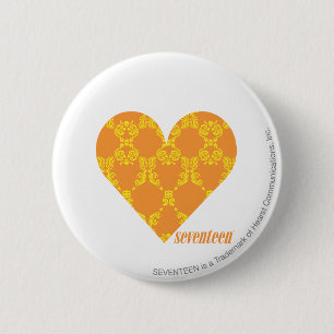 Damask Orange-Yellow 2 Inch Round Button