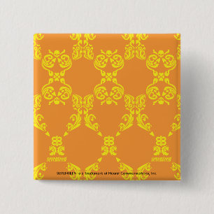 Damask Orange-Yellow 2 Inch Square Button