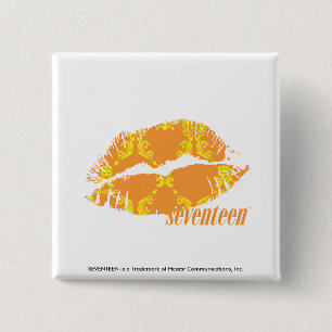Damask Orange-Yellow 2 Inch Square Button