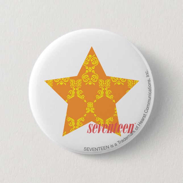 Damask Orange-Yellow 3 2 Inch Round Button (Front)