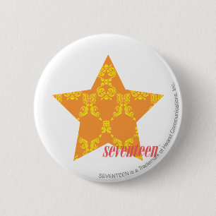 Damask Orange-Yellow 3 2 Inch Round Button