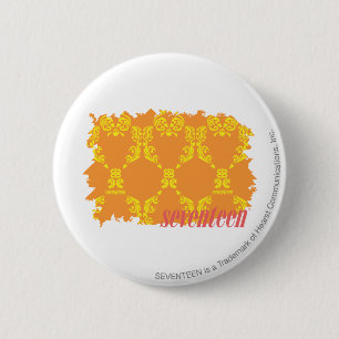Damask Orange-Yellow 4 2 Inch Round Button