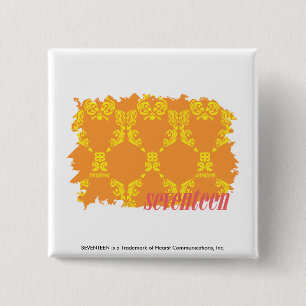 Damask Orange-Yellow 4 2 Inch Square Button