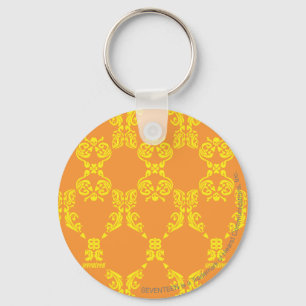 Damask Orange-Yellow Keychain