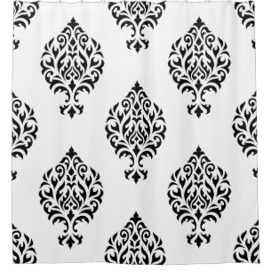 Damask Ornamental Big Ptn Black on White