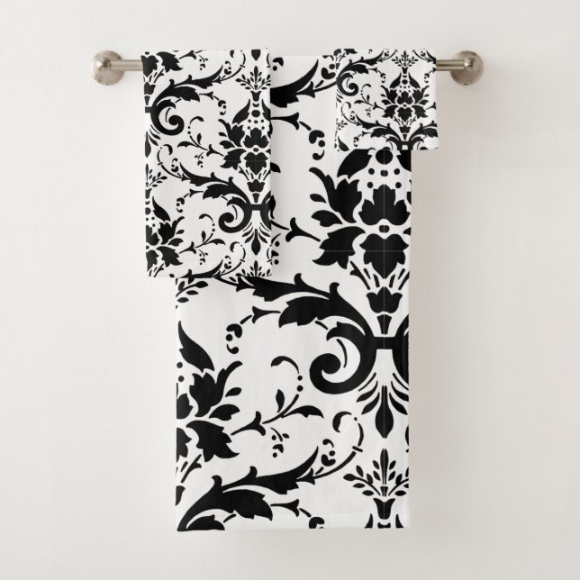 Damask Ornate Victorian Design Bath Towel Set (Insitu)