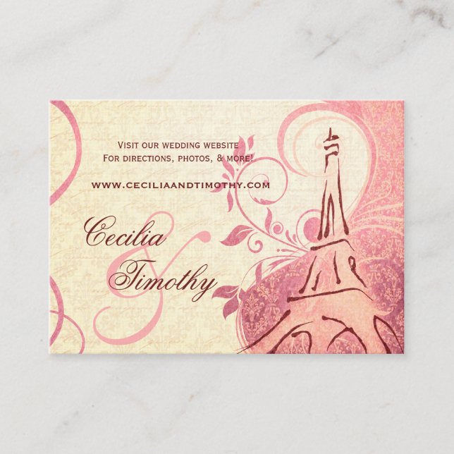 Damask Parisienne: Honeysuckle Wedding Website Enclosure Card (Front)
