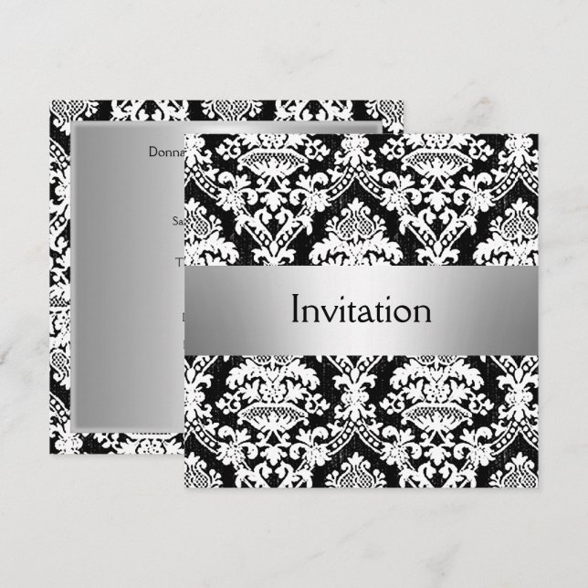 Damask Party Invitation save the date (Front/Back)