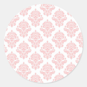 Damask Pastel Pink Peach Classic Round Sticker