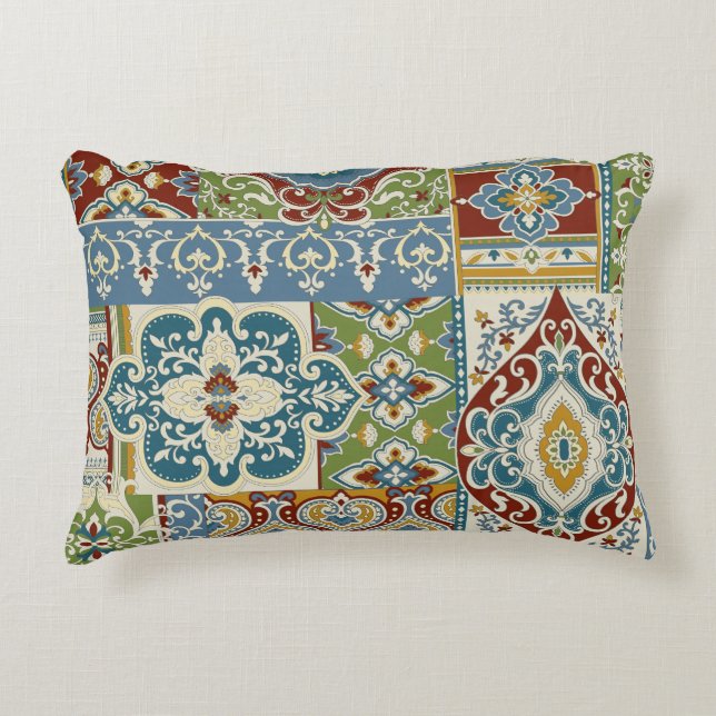 Damask Patchwork: Colourful Turkish Vintage. Accent Pillow (Front)