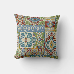 Damask Patchwork: Colourful Turkish Vintage. Throw Pillow