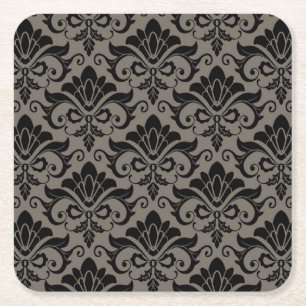 Damask Pattern 2 Square Paper Coaster