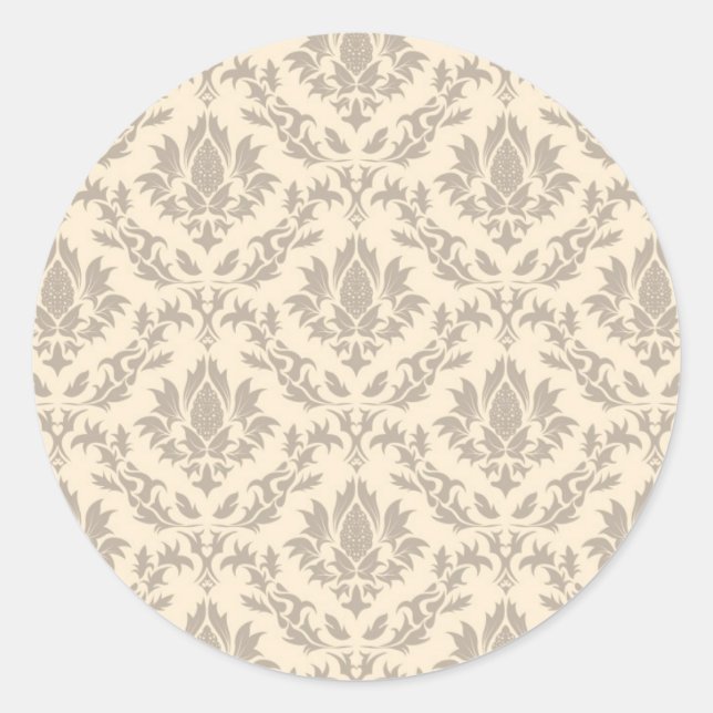 Damask pattern 3 classic round sticker (Front)
