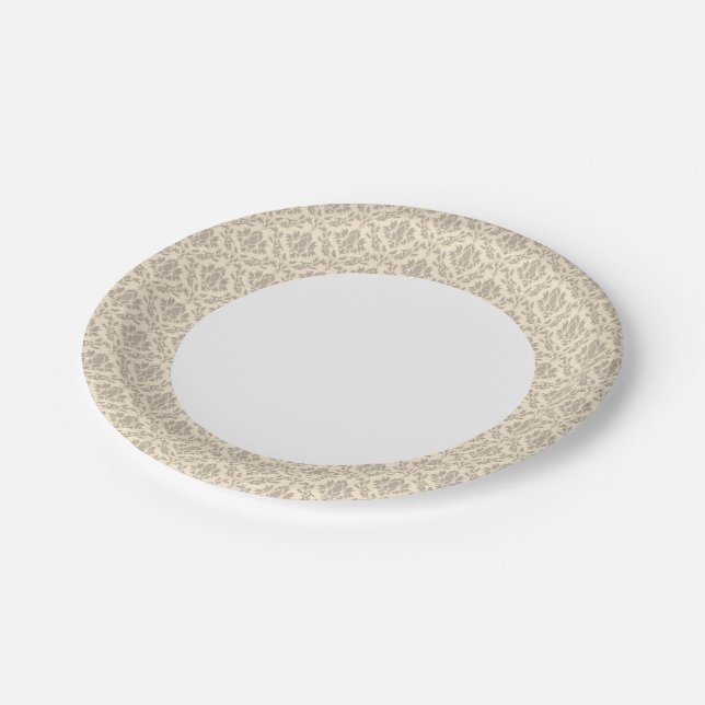 Damask pattern 3 paper plate (Angled)
