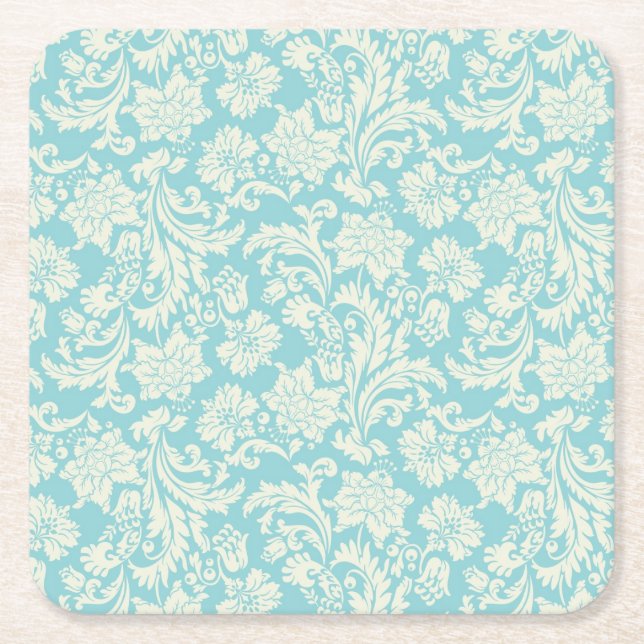 Damask Pattern 3 Square Paper Coaster (Front)