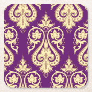 Damask Pattern 4 Square Paper Coaster
